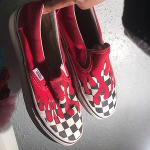 Flaming/checkered Vans